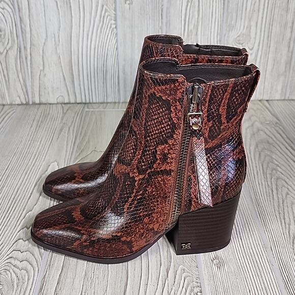 Sam Edelman Carlyssle Brown Snake Faux Leather Ankle Boots Womens Size 5 NEW - Picture 4 of 13